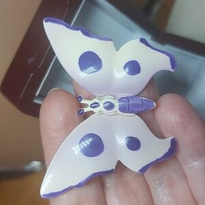 Vintage Enamel On Metal Purple Butterfly Brooch W. Germany Unique